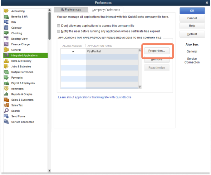 Allow Access to PayPortal Properties